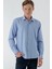 Erkek Mavi Trend Baskılı Desenli Italyan Yaka Slim Fit Gömlek 3