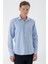 Erkek Mavi Trend Baskılı Desenli Italyan Yaka Slim Fit Gömlek 1