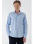 Erkek Mavi Trend Baskılı Desenli Italyan Yaka Slim Fit Gömlek 3