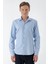 Erkek Mavi Trend Baskılı Desenli Italyan Yaka Slim Fit Gömlek 5