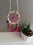 Rattan Kasnaklı El Yapımı Araba Süsü/kapı Süsü Düş Kapanı/dreamcatcher-Pembe-7 cm Çap 2