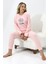 Fawn 5006 Peluş Welsoft Polar Kışlık Yumoş Kadın Pijama Takımı Uyuyan Kedili 1