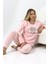 Fawn 5006 Peluş Welsoft Polar Kışlık Yumoş Kadın Pijama Takımı Uyuyan Kedili 2