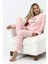 Fawn 5006 Peluş Welsoft Polar Kışlık Yumoş Kadın Pijama Takımı Uyuyan Kedili 3