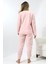 Fawn 5006 Peluş Welsoft Polar Kışlık Yumoş Kadın Pijama Takımı Uyuyan Kedili 4