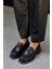 Gigi Siyah Deri Taşlı Kadın Loafer 1