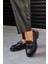 Gigi Siyah Deri Taşlı Kadın Loafer 5
