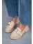 Balerine Nude Deri Altın Tokalı Kadın Loafer 3