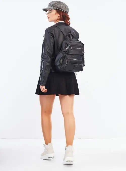 City Center Fashion Kadın Siyah Çok Gözlü Sırt Çantası Ergonomik Tasarım ile Şık Kullanım CTY-LBN-0131 görsel 4
