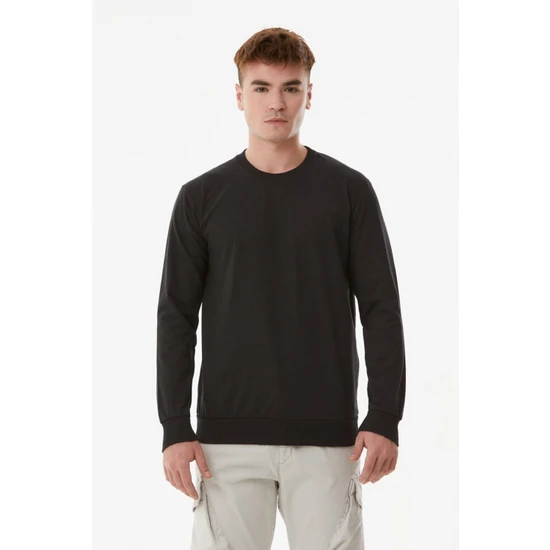 Basic Bisiklet Yaka Sweatshirt