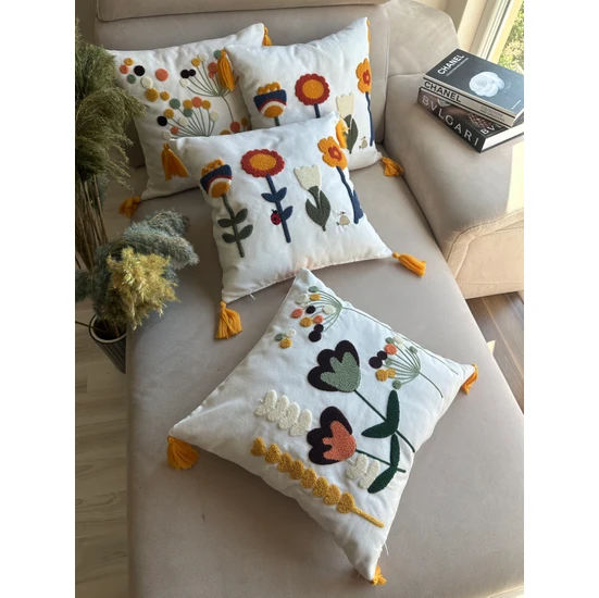 En Gözde Home Punch Nakışlı 4 Adet Kırlent Kılıfı