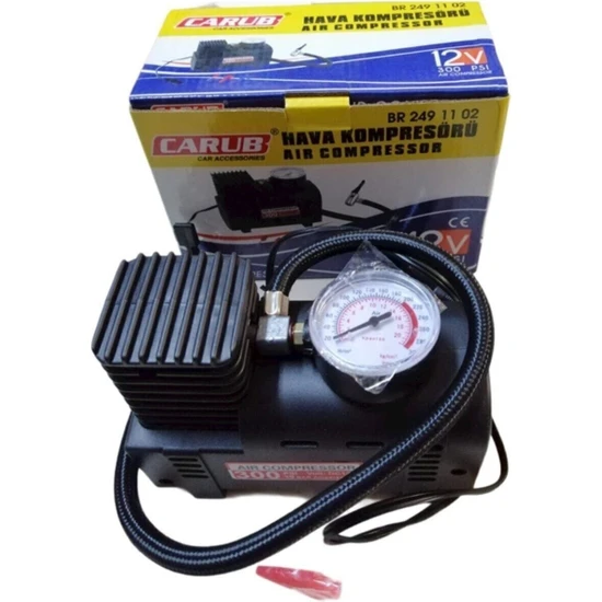 Carub Çakmaklık Girişli Hava Kompresörü 12V 300 Psi Lastik Şişirici Pompa