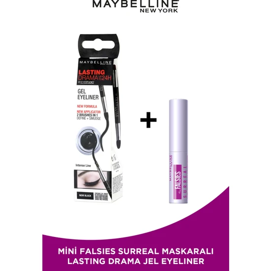 Maybelline New York Eye Studio Jel Eyeliner - Siyah & Maybelline Mini Surreal Maskara