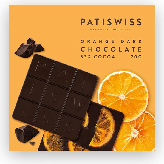 Patiswiss Portakal Dilimli Bitter Tablet Çikolata 70 gr