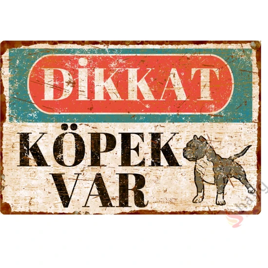 Hayg Equipment Dikkat Köpek Var Pas Görünümlü Vintage Alüminyum Uyarı Levhası - Pitbull