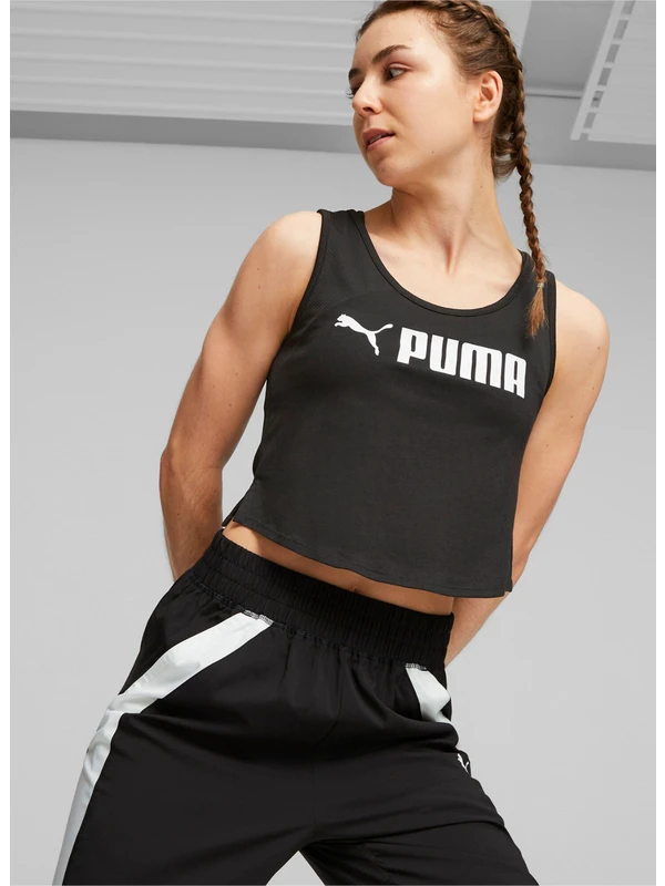 Puma Siyah Kadın Yuvarlak Yaka T-Shirt 52384201PUMA Fıt Skımmer Tank