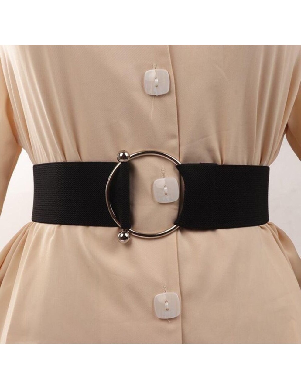 Fiori Kadın Halka ve Halter Tokalı Lastik Kemer Siyah Suni Deri Malzeme ile Modern Tasarım görsel 8