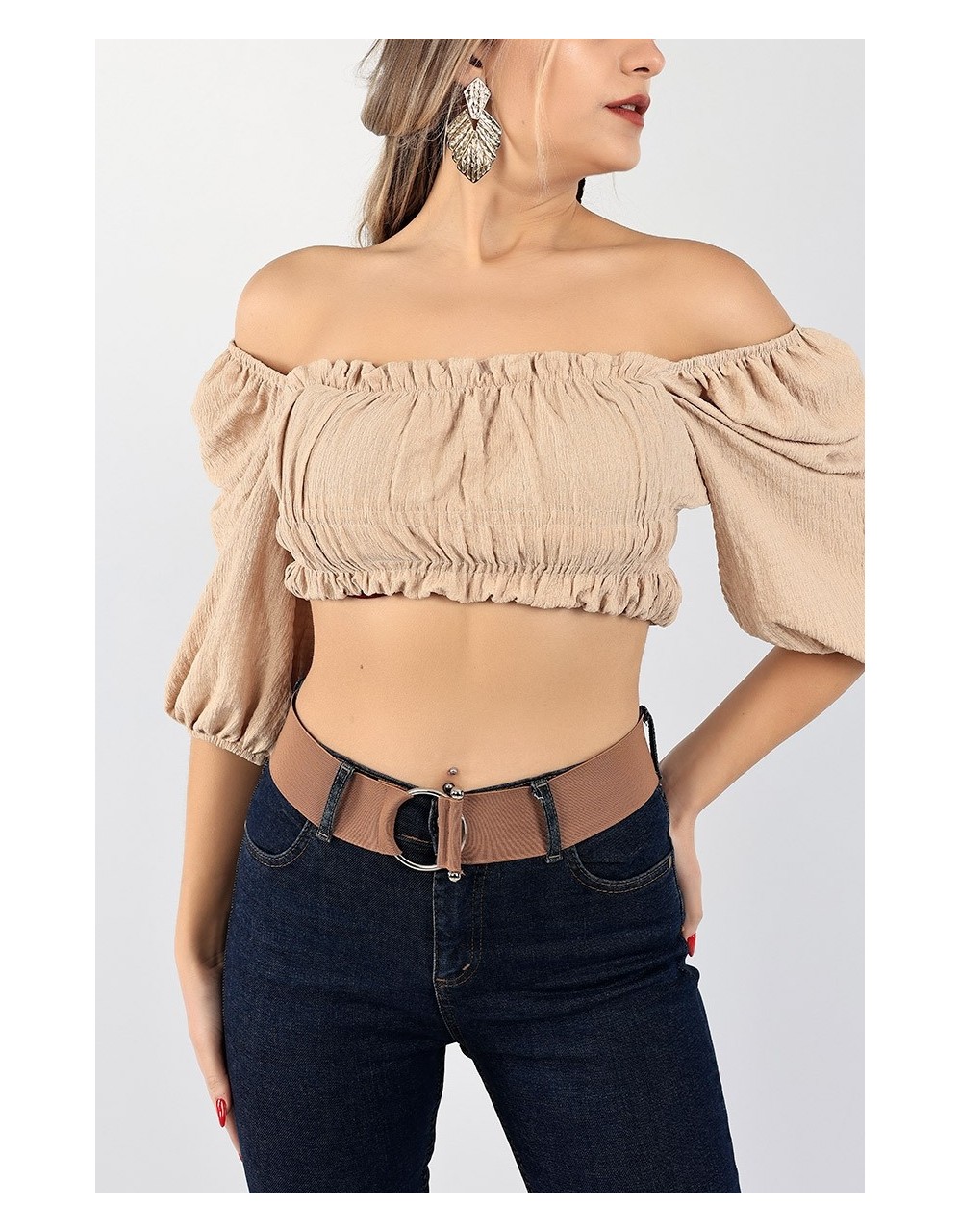 Fiori Kadın Halka ve Halter Tokalı Lastik Kemer Siyah Suni Deri Malzeme ile Modern Tasarım görsel 3