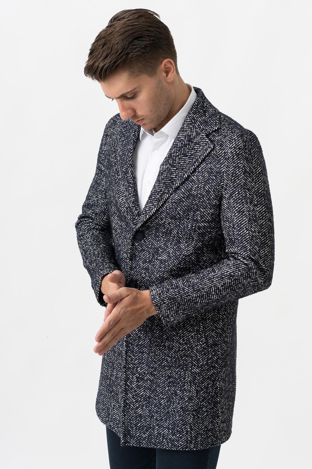 White Stone Arezzo 4025 Ceket Yaka Pamuklu Slim Fit Kaban Laci görsel 3