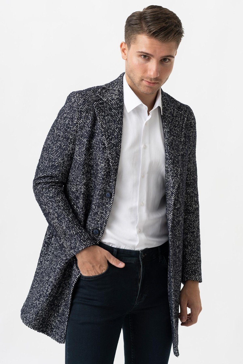 White Stone Arezzo 4025 Ceket Yaka Pamuklu Slim Fit Kaban Laci görsel 5