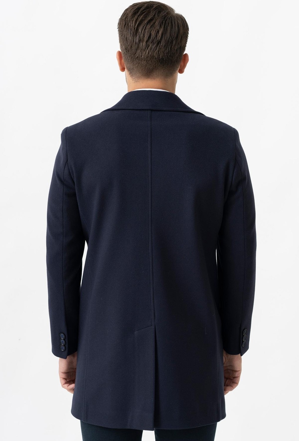 White Stone Ancona 4025-2 Düz Ceket Yaka Slim Fit Pamuklu Kaban Laci görsel 4