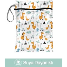 Bunnybons Dino - Islak/kuru Kirli Temiz Kıyafet Mayo Bebek Çamaşır Çantası - Sıvı Geçirmez