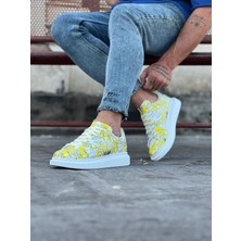 Alfaze Boyalı Erkek Casual Ayakkabı Vegan Sarı Topuk Boyu 3 cm