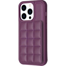 Forestl Digital Iphone 14 Pro Pu Deri Kaplamalı Tpu Kickstand Cover-Dark Mor Için Kart Tutucu Telefon Kılıfı (Yurt Dışından)