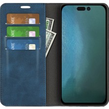 Forestl Digital Iphone 14 Pro Telefon Kılıfı 6.1 Inç Yumuşak Ten Duygu Deri Folio Kitap Flip Cover Yatay Görüntüleme Standı Manyetik Emilim Telefon Kılıf Mavisi (Yurt Dışından)