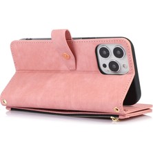 Forestl Digital Iphone 14 Pro 14 Için Telefon Kılıfı Zipper Cep Folio Pu Deri Kılıf Manyetik Kapatma Çoklu Kart Yuvaları Stand Flip Cüzdan Kapak Pembe (Yurt Dışından)