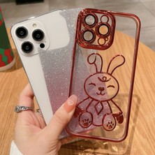 Forestl Digital Iphone 14 Pro Fone Case Için Karikatür Tavşan Glitter Tpu Arka Kapak Elektrapılaşma Anti Drop Lens Film-Gold (Yurt Dışından)