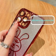 Forestl Digital Iphone 14 Pro Fone Case Için Karikatür Tavşan Glitter Tpu Arka Kapak Elektrapılaşma Anti Drop Lens Film-Gold (Yurt Dışından)