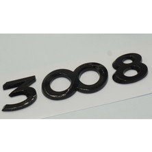 Dk Peugeot 3008 Ön Kaput ve Bagaj 3m 3D Abs Parlak Siyah Yazı Logo