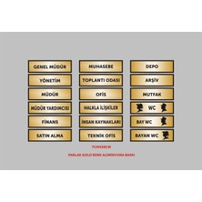 Yüksel 34 Muhasebe Müdür Finans Depo Ofis Kapı İsimlikleri 18'li Aliminyum Parlak Metal Levha 26 cm x 7 cm