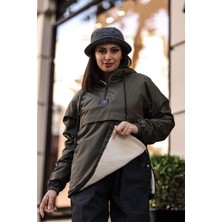 Good Fashion Rahat Kesim Içi Kürklü Kanguru Cep Kadın Yağmurluk Mont