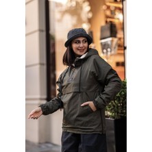 Good Fashion Rahat Kesim Içi Kürklü Kanguru Cep Kadın Yağmurluk Mont