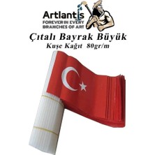 Artlantis Çıtalı Bayrak Kağıt 21 x 29 cm 10 Adet Ay Yıldızlı Türk Bayrağı Çıtalı Sopalı Büyük Bayrak Plastik Çubuklu Bayrak