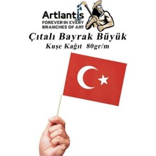 Artlantis Çıtalı Bayrak Kağıt 21 x 29 cm 25 Adet Ay Yıldızlı Türk Bayrağı Çıtalı Sopalı Büyük Bayrak Plastik Çubuklu Bayrak