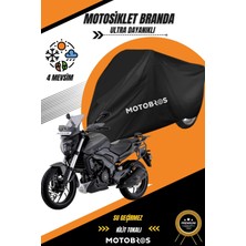 Motobros Bajaj Dominar Siyah Su Geçirmez Dayanıklı Motosiklet Brandası (En Kalın) Kumaş Ömürlük Kullanım