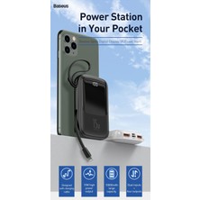 Baseus Super Şarj Iphone Kablolu 15W 10000 Mah Powerbank Iphone 11 12 13 14 Pro Max Powerbank Şarj