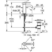 Grohe Essence Tek Kumandalı Lavabo Bataryası 1/2" S-Boyut - 24171A01