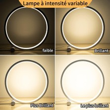 Teotake LED Başucu Lambası Kısılabilir Dokunmatik Masa Lambası, 3 Renk 10 Parlaklık Modern Dairesel Tasarım, Metal Malzeme, Yatak Odası Için Masa Okuma Lambası - - (Yurt Dışından)