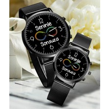 Stony Çift Saatleri Sevgili Saatleri Seninle Sonsuza Çift Kol Saatleri Siyah Bay Bayan Çift Kol Saati