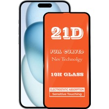 Kzy Apple iPhone 15 Plus ile Uyumlu Tam Kaplayan 21D Temperli Ekran Koruyucu Cam