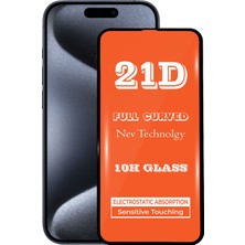 Kzy Apple iPhone 15 Pro ile Uyumlu Tam Kaplayan 21D Temperli Ekran Koruyucu Cam