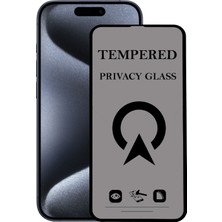 Kzy Apple iPhone 15 Pro ile Uyumlu Tam Kaplayan Privacy Hayalet Temperli Ekran Koruycu Cam