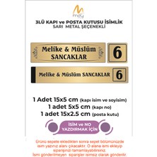 Mey Art Altın Metal Kapı İsimliği Seti 3'lü - Kapı İsimliği, Kapı Numarası, Posta Kutusu İsimliği