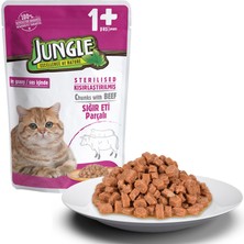Jungle Kısır Kedi Biftekli 24 Adet 100 G Pouch