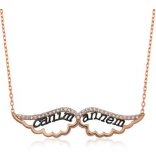 Mevafa 925 Ayar Gümüş Melek Canım Annem Kadın Gümüş Kolye