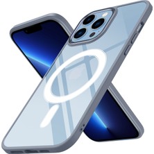 Başkenttekno Apple iPhone 14 Pro Max Kılıf Wireless Şarj Özellikli Krom Magsafe Silikon Kapak
